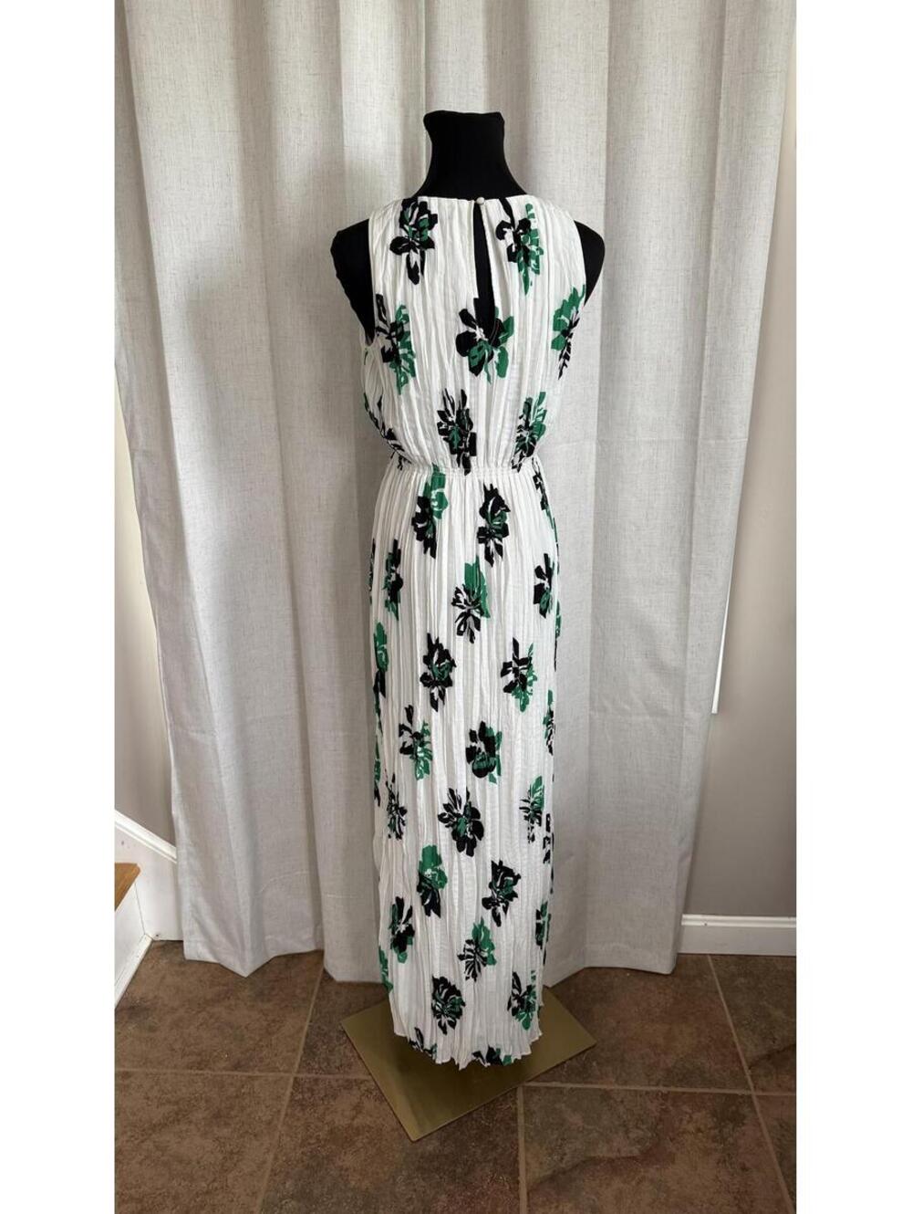 Banana Republic XS White Maxi Dress with Green and Black Floral Print - Picture 2 of 5